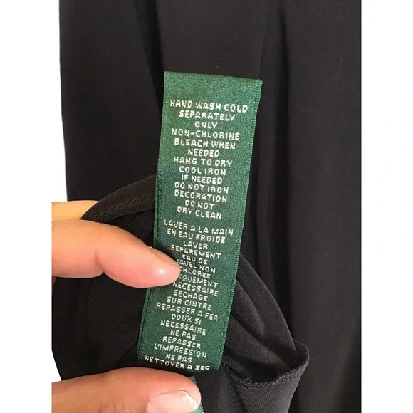 Ralph Lauren Women's Black Embellished Neck Ruched Sheath Dress Size 10 - Picture 5 of 6